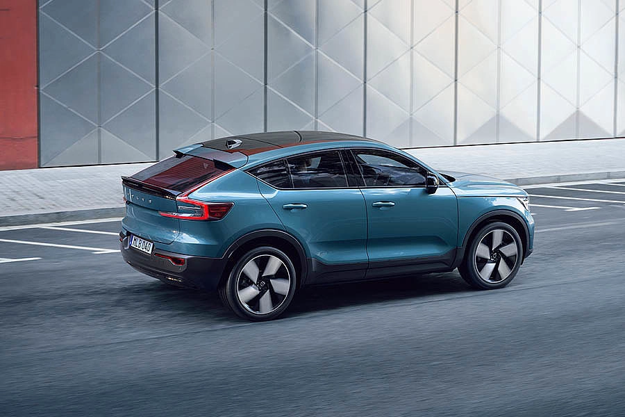 Heckansicht des Volvo C40 Recharge