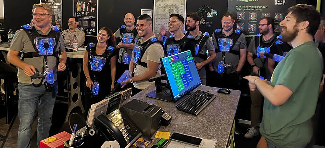 das glückliche Team beim Lasertag